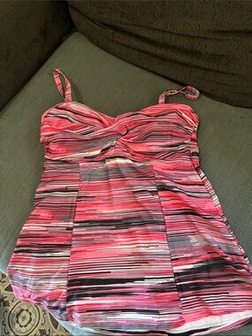 Striped Pink Multicolor Tankini Top